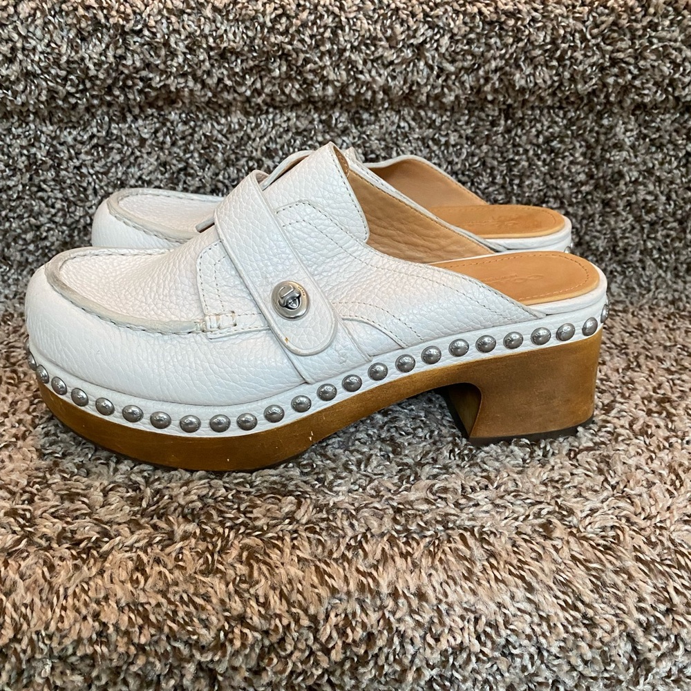 Coach chalk mules with studs